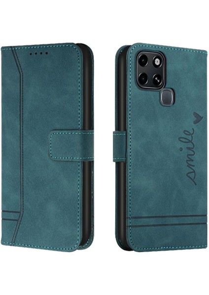 Infinix Smart 6 Klasik Tasarım Deri Cüzdan Manyetik Kapatma Flip Kılıf Kickstand Kart Tutucu Yuvası Darbeye Dayanıklı Koruyucu Kapak (Yurt Dışından)