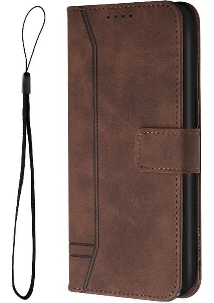 Infinix Smart 6 Klasik Tasarım Deri Cüzdan Manyetik Kapatma Flip Kılıf Kickstand Kart Tutucu Yuvası Darbeye Dayanıklı Koruyucu Kapak (Yurt Dışından)