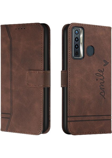 Tecno Camon 17 Klasik Tasarım Deri Cüzdan Manyetik Kapatma Flip Kılıf Kickstand Kart Tutucu Yuvası Darbeye Dayanıklı Koruyucu Kapak (Yurt Dışından)