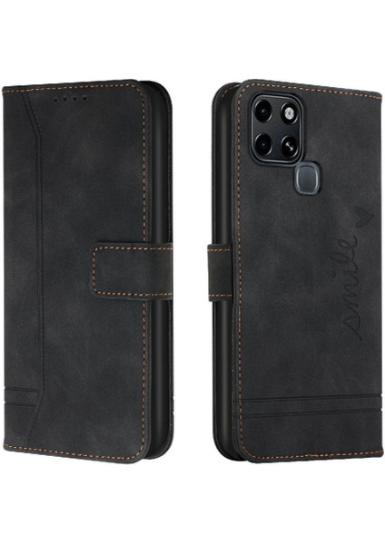 Infinix Smart 6 Klasik Tasarım Deri Cüzdan Manyetik Kapatma Flip Kılıf Kickstand Kart Tutucu Yuvası Darbeye Dayanıklı Koruyucu Kapak (Yurt Dışından)