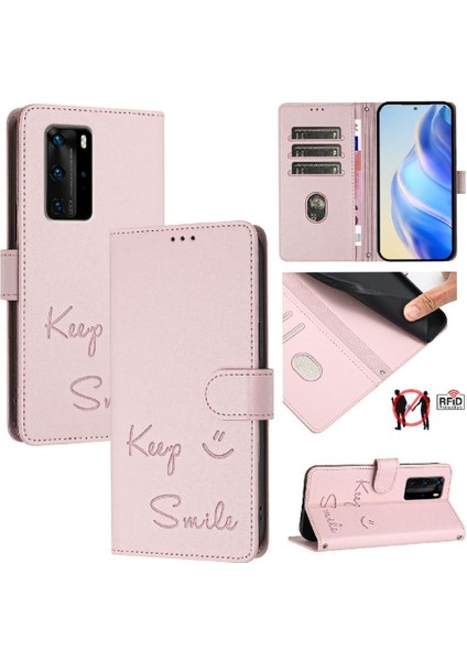 Huawei P40 Pro Flıp Kapak Için Rfıd Engelleme Pu Deri Kart Tutucu (Yurt Dışından)