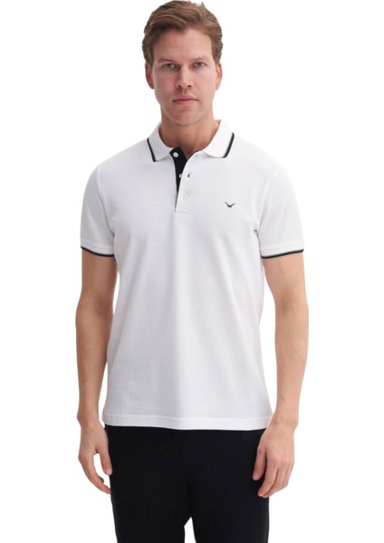 Erkek Polo Yaka Slim Fit Pike Düz Pamuklu Tişört 4614