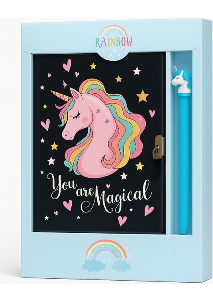 Unicorn Kilitli Hatıra Defteri (Günlük) ve Jel Kalem