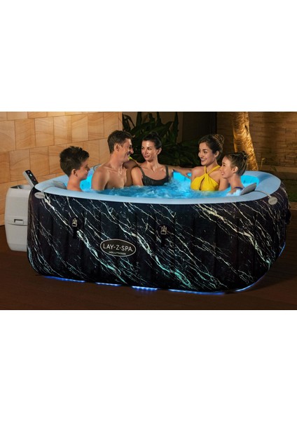 Lay-Z-Spa® 6001F Hollywood Energy-Efficient Luxe Airjet™ Şişme Spa Havuzu, LED Işıklı, 4-6 Kişilik