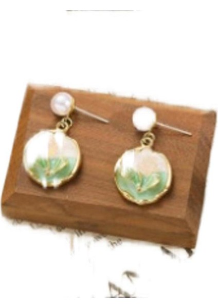 Fransız Monet Bahçesi Renkli Yağ Damlası Havadar Küpe (Yurt Dışından)