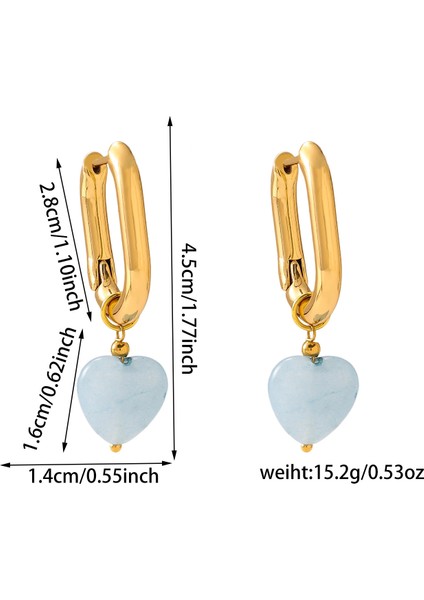 Moda Titanyum Sert U-Şekilli Halka Seramik Kalp Küpeler Fransız Sokak Küpeleri (Yurt Dışından)