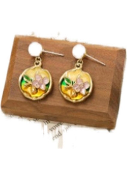 Fransız Monet Bahçesi Renkli Yağ Damlası Havadar Küpe (Yurt Dışından)