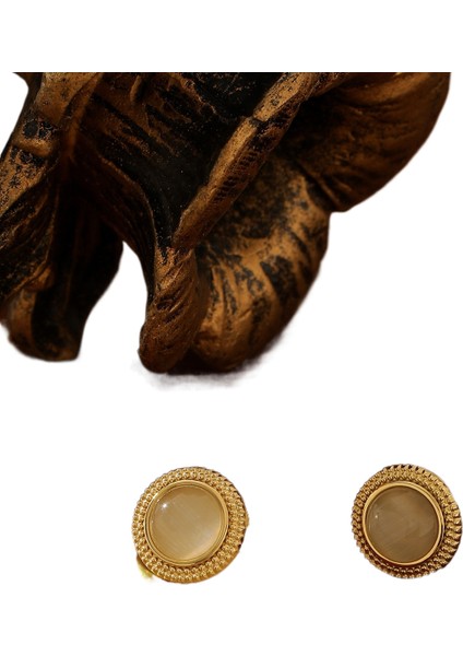 Fransız Vintage Küpeler Antika Titanyum Çelik Küpeler 18 Ayar Altın Küpeler (Yurt Dışından)