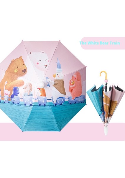 Çocuk Şemsiyesi Şemsiye Vinil Güneş Kremi Yağmur ve Güneşli Çift Kullanımlı Çizgi Film Şemsiyesi (Yurt Dışından)