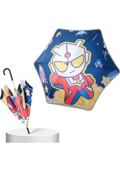 Çocuk Karikatür Şemsiye Kaymaz Rulo Erkek Ilkokul Öğrencileri Güneşli Şemsiye Siyah Kauçuk Güneş Koruyucu Gölge (Yurt Dışından)