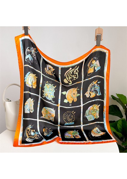 Çizgili Eşarp Ipek Eşarp 70CM Küçük Kare Kafa Bandı Saç Türbanı Kravat Çanta (Yurt Dışından)