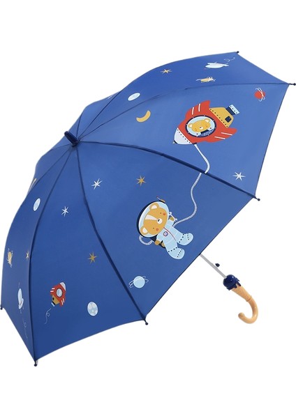 Düz Saplı Şemsiye Yarı Otomatik Çocuk Ilkokul Öğrencileri Anaokulu Sevimli Yağmur ve Parlaklık Çift Kullanımlı Güneşlik Çocuk Şemsiyesi (Yurt Dışından)