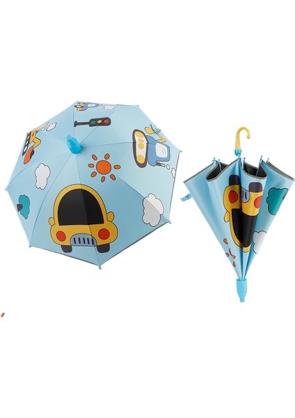 Isim Etiketi ile Yansıtıcı Çocuklar Sevimli Karikatür Uzun Saplı Şemsiye Güneş Koruyucu Vinil Şemsiye Öğrenciler 4-15 Yaş (Yurt Dışından)