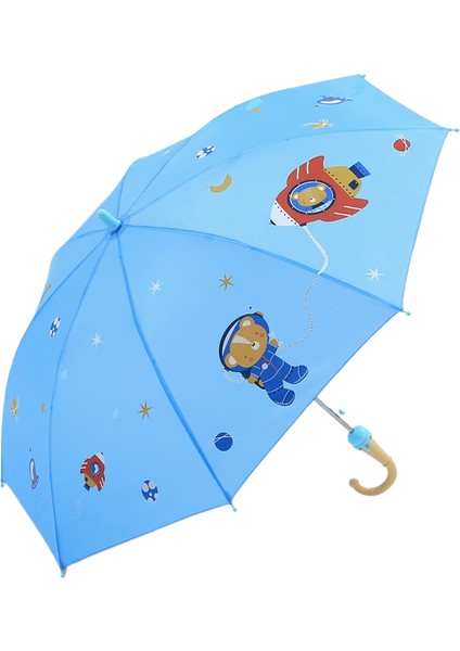 Düz Saplı Şemsiye Yarı Otomatik Çocuk Ilkokul Öğrencileri Anaokulu Sevimli Yağmur ve Parlaklık Çift Kullanımlı Güneşlik Çocuk Şemsiyesi (Yurt Dışından)