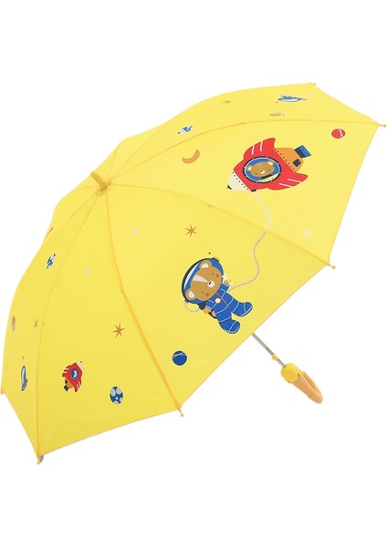 Düz Saplı Şemsiye Yarı Otomatik Çocuk Ilkokul Öğrencileri Anaokulu Sevimli Yağmur ve Parlaklık Çift Kullanımlı Güneşlik Çocuk Şemsiyesi (Yurt Dışından)