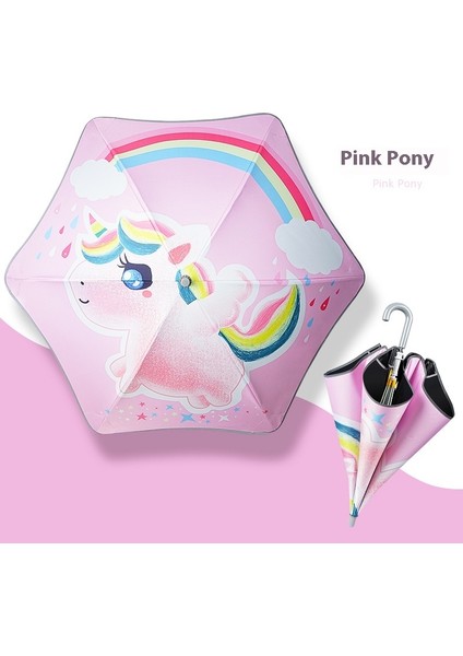 Çocuk Şemsiyesi Şemsiye Vinil Güneş Kremi Yağmur ve Güneşli Çift Kullanımlı Çizgi Film Şemsiyesi (Yurt Dışından)