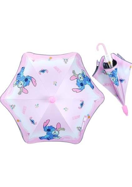 Disney Çocuk Vinil Güneşlik Güneş Koruyucu Şemsiye Bebek Yuvarlak Kasa Şemsiye Stitch Çocuk Uzun Saplı Güneşli Şemsiye (Yurt Dışından)