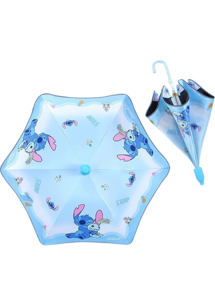 Disney Çocuk Vinil Güneşlik Güneş Koruyucu Şemsiye Bebek Yuvarlak Kasa Şemsiye Stitch Çocuk Uzun Saplı Güneşli Şemsiye (Yurt Dışından)