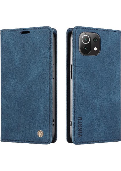 Xiaomi 11 Lite Premium Pu Deri Basit Cüzdan Kılıf Kart Yuvaları Destek Ayağı Manyetik Kapatma Darbeye Dayanıklı Kapak (Yurt Dışından)