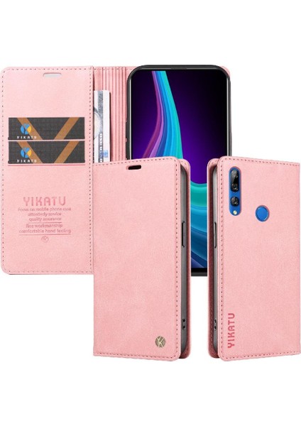 Huawei Y9 Prime 2019 Premium Pu Deri Basit Cüzdan Kılıf Kart Yuvaları Destek Ayağı Manyetik Kapatma Darbeye Dayanıklı Kapak (Yurt Dışından)