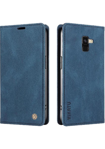 Samsung Galaxy A8 2018 Premium Pu Deri Basit Cüzdan Kılıf Kart Yuvaları Destek Ayağı Manyetik Kapatma Darbeye Dayanıklı Kapak (Yurt Dışından)