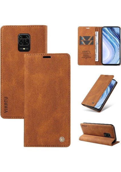 Xiaomi Redmi Note 9s Premium Pu Deri Basit Cüzdan Kılıf Kart Yuvaları Destek Ayağı Manyetik Kapatma Darbeye Dayanıklı Kapak (Yurt Dışından)
