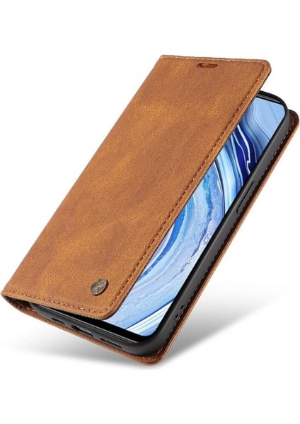 Xiaomi Redmi Note 9s Premium Pu Deri Basit Cüzdan Kılıf Kart Yuvaları Destek Ayağı Manyetik Kapatma Darbeye Dayanıklı Kapak (Yurt Dışından)