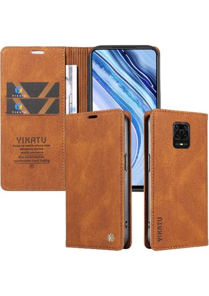 Xiaomi Redmi Note 9s Premium Pu Deri Basit Cüzdan Kılıf Kart Yuvaları Destek Ayağı Manyetik Kapatma Darbeye Dayanıklı Kapak (Yurt Dışından)