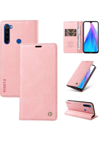 Xiaomi Redmi Note 8t Premium Pu Deri Basit Cüzdan Kılıf Kart Yuvaları Destek Ayağı Manyetik Kapatma Darbeye Dayanıklı Kapak (Yurt Dışından)