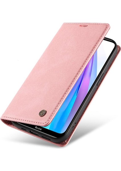 Xiaomi Redmi Note 8t Premium Pu Deri Basit Cüzdan Kılıf Kart Yuvaları Destek Ayağı Manyetik Kapatma Darbeye Dayanıklı Kapak (Yurt Dışından)