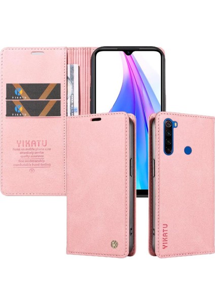 Xiaomi Redmi Note 8t Premium Pu Deri Basit Cüzdan Kılıf Kart Yuvaları Destek Ayağı Manyetik Kapatma Darbeye Dayanıklı Kapak (Yurt Dışından)