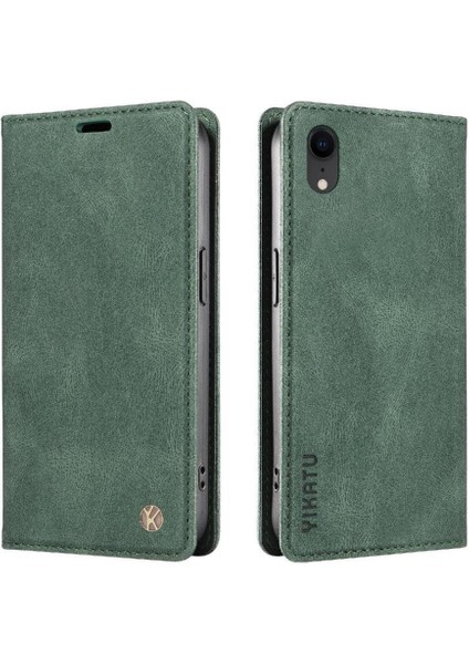 iPhone Xr Premium Pu Deri Basit Cüzdan Kılıf Kart Yuvaları Destek Ayağı Manyetik Kapatma Darbeye Dayanıklı Kapak (Yurt Dışından)
