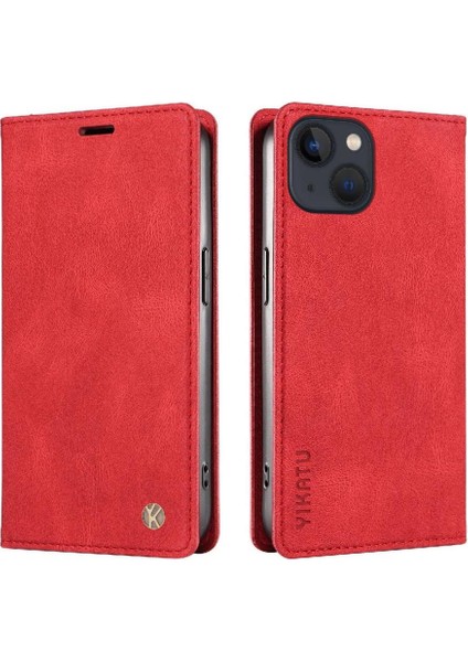 iPhone 15 Plus Premium Pu Deri Basit Cüzdan Kılıf Kart Yuvaları Destek Ayağı Manyetik Kapatma Darbeye Dayanıklı Kapak (Yurt Dışından)