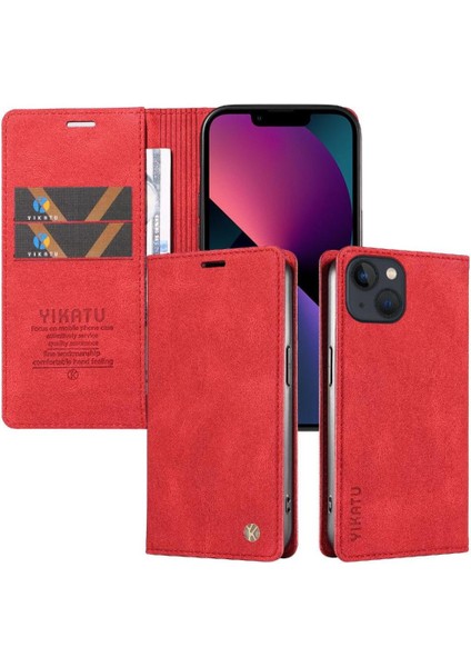 iPhone 15 Plus Premium Pu Deri Basit Cüzdan Kılıf Kart Yuvaları Destek Ayağı Manyetik Kapatma Darbeye Dayanıklı Kapak (Yurt Dışından) modelleri