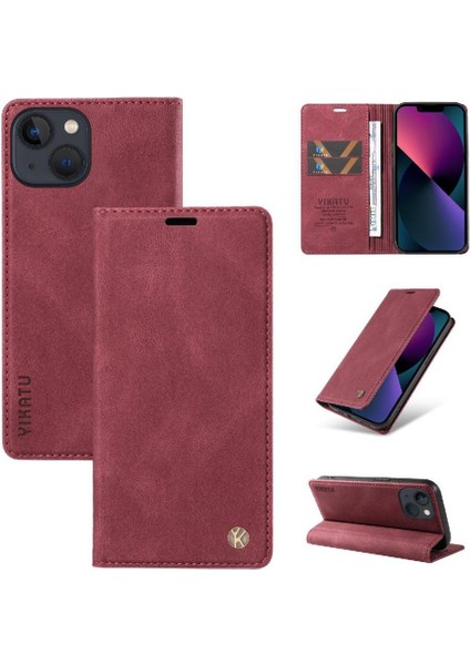 iPhone 15 Plus Premium Pu Deri Basit Cüzdan Kılıf Kart Yuvaları Destek Ayağı Manyetik Kapatma Darbeye Dayanıklı Kapak (Yurt Dışından) modelleri