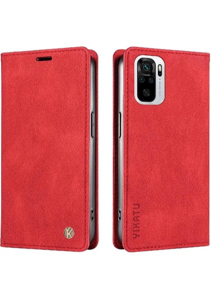 Xiaomi Redmi Note 10S 4g Premium Pu Deri Basit Cüzdan Kılıf Kart Yuvaları Destek Ayağı Manyetik Kapatma Darbeye Dayanıklı Kapak (Yurt Dışından)