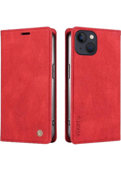 iPhone 14 Premium Pu Deri Basit Cüzdan Kılıf Kart Yuvaları Destek Ayağı Manyetik Kapatma Darbeye Dayanıklı Kapak (Yurt Dışından)
