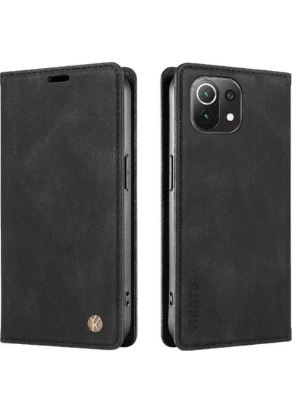 Xiaomi 11 Lite Premium Pu Deri Basit Cüzdan Kılıf Kart Yuvaları Destek Ayağı Manyetik Kapatma Darbeye Dayanıklı Kapak (Yurt Dışından)