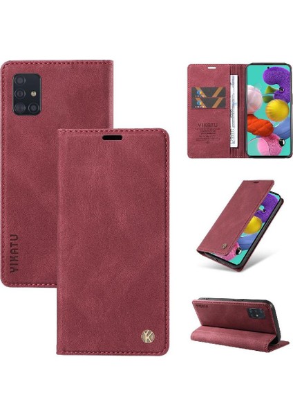 Samsung Galaxy A51 5g Premium Pu Deri Basit Cüzdan Kılıf Kart Yuvaları Destek Ayağı Manyetik Kapatma Darbeye Dayanıklı Kapak (Yurt Dışından) indirimleri
