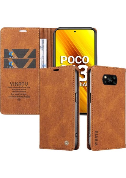 Xiaomi Poco X3 Pro Premium Pu Deri Basit Cüzdan Kılıf Kart Yuvaları Destek Ayağı Manyetik Kapatma Darbeye Dayanıklı Kapak (Yurt Dışından) indirimleri