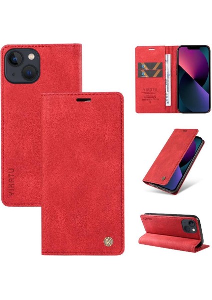 iPhone 14 Premium Pu Deri Basit Cüzdan Kılıf Kart Yuvaları Destek Ayağı Manyetik Kapatma Darbeye Dayanıklı Kapak (Yurt Dışından) fırsatları