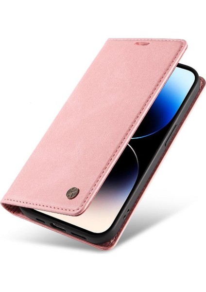 iPhone 14 Pro Premium Pu Deri Basit Cüzdan Kılıf Kart Yuvaları Destek Ayağı Manyetik Kapatma Darbeye Dayanıklı Kapak (Yurt Dışından)