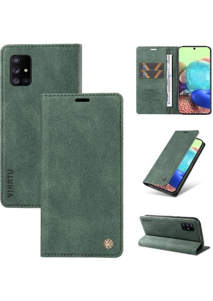 Samsung Galaxy A71 5g Premium Pu Deri Basit Cüzdan Kılıf Kart Yuvaları Destek Ayağı Manyetik Kapatma Darbeye Dayanıklı Kapak (Yurt Dışından)