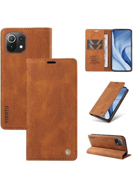 Xiaomi 11 Lite Premium Pu Deri Basit Cüzdan Kılıf Kart Yuvaları Destek Ayağı Manyetik Kapatma Darbeye Dayanıklı Kapak (Yurt Dışından) indirimleri