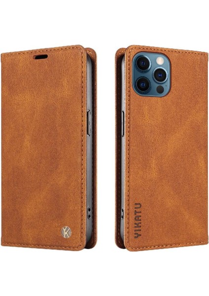 iPhone 12 Premium Pu Deri Basit Cüzdan Kılıf Kart Yuvaları Destek Ayağı Manyetik Kapatma Darbeye Dayanıklı Kapak (Yurt Dışından) modelleri