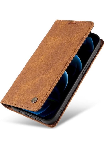 iPhone 12 Premium Pu Deri Basit Cüzdan Kılıf Kart Yuvaları Destek Ayağı Manyetik Kapatma Darbeye Dayanıklı Kapak (Yurt Dışından) fırsatları