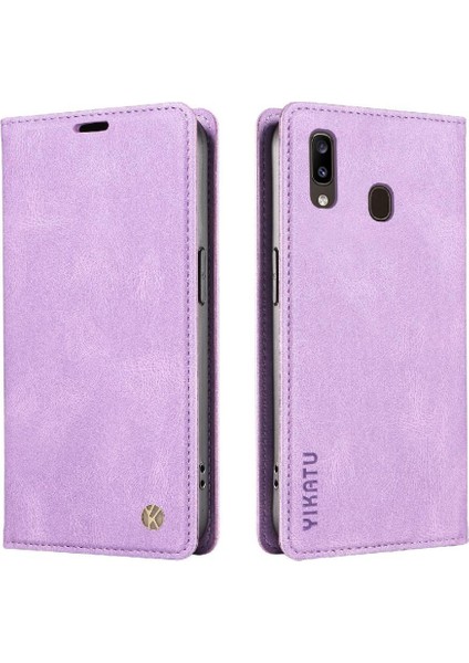 Samsung Galaxy A30 Premium Pu Deri Basit Cüzdan Kılıf Kart Yuvaları Destek Ayağı Manyetik Kapatma Darbeye Dayanıklı Kapak (Yurt Dışından)