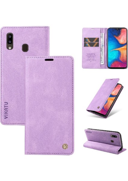Samsung Galaxy A30 Premium Pu Deri Basit Cüzdan Kılıf Kart Yuvaları Destek Ayağı Manyetik Kapatma Darbeye Dayanıklı Kapak (Yurt Dışından)
