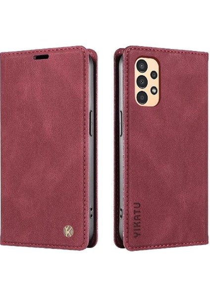 Samsung Galaxy M23 5g Premium Pu Deri Basit Cüzdan Kılıf Kart Yuvaları Destek Ayağı Manyetik Kapatma Darbeye Dayanıklı Kapak (Yurt Dışından)