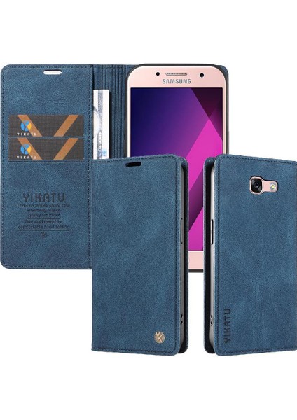 Samsung Galaxy A3 2017 Premium Pu Deri Basit Cüzdan Kılıf Kart Yuvaları Destek Ayağı Manyetik Kapatma Darbeye Dayanıklı Kapak (Yurt Dışından)
